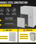 Built Like A Tank IP66 Waterproof Steel Electrical Enclosure with epoxy polyester coating for outdoor use.