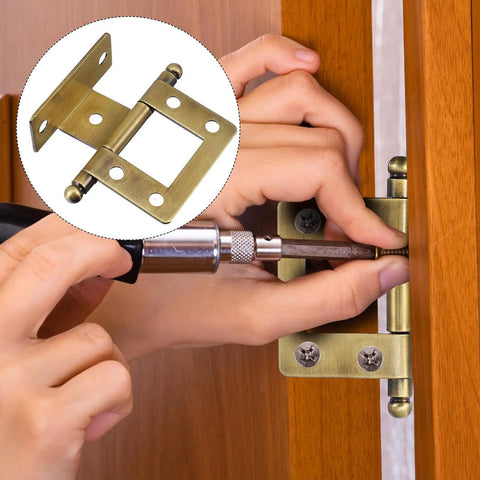 Vintage Style Solid Metal Cabinet Door Hinges 19mm Non Mortise Folding Hinges installation on wooden door