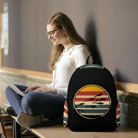 Scuba Diving Laptop Backpack For Women And Men, Printed Daypack with laptop, on table, 16.5x12x6 inches, durable Oxford cloth