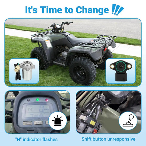 Rancher 350 Electric Power Shift Control Motor With Shift Angle Sensor Replacement For TRX350 2000-2006 on ATV dashboard