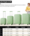 Underseat Carry On Luggage 14 Inch Spinner Wheels Hardside Case With TSA Lock Lightweight Avocado Green Size Chart