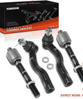 Front Inner And Outer Tie Rod End Kit For Lexus LX470 1998 2002 And Toyota Land Cruiser 1998 2002 Replacement To Fix Uneven Tire Wear Steering Vibration And Loose Handling, 4-piece set