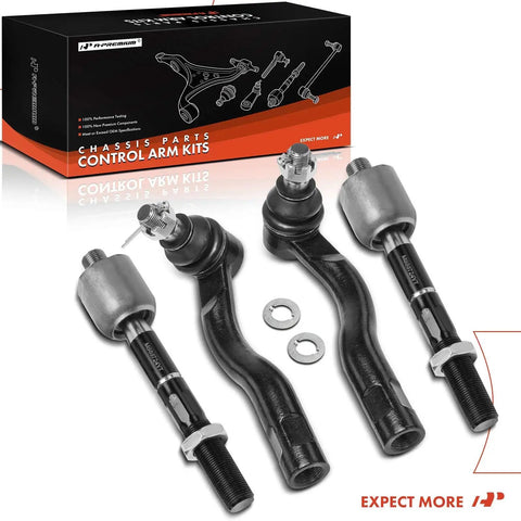 Front Inner And Outer Tie Rod End Kit For Lexus LX470 1998 2002 And Toyota Land Cruiser 1998 2002 Replacement To Fix Uneven Tire Wear Steering Vibration And Loose Handling, 4-piece set