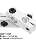 Close-up of 4 Pack Aluminum Alloy Linear Rail Cross Type Connectors For 10mm Shaft Durable CNC Guide Hardware with screws, silver tone.