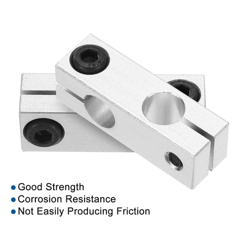 Close-up of 4 Pack Aluminum Alloy Linear Rail Cross Type Connectors For 10mm Shaft Durable CNC Guide Hardware with screws, silver tone.