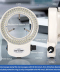 144 LED Non Flashing Microscope Ring Light With Adjustable Illuminator And Protective Cover For Microscopes Cameras And Mini Lathes White Shadow Free Illumination Stepless Dimmer For Pro Grade Brightness, white ring light with 48mm mount