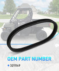 Heavy Duty No Clutch Recalibration CVT Drive Belt For Ranger XP 900 Crew Fits 2013 To 2020 Models, black rubber, OEM part 3211149.