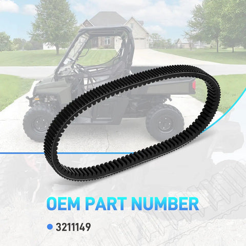 Heavy Duty No Clutch Recalibration CVT Drive Belt For Ranger XP 900 Crew Fits 2013 To 2020 Models, black rubber, OEM part 3211149.