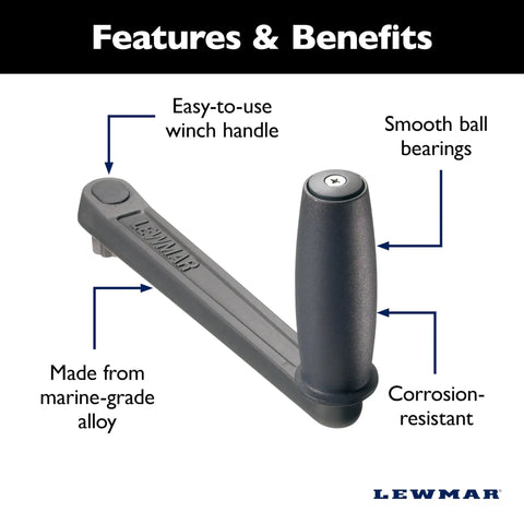 8 Inch Aluminum Winch Handle With Ball Bearings For Smooth Cranking, Marine Grade Alloy, corrosion resistant, product features shown