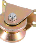 Heavy duty sliding gate wheels with V-groove design for industrial gates, featuring 2-inch diameter and robust steel construction.
