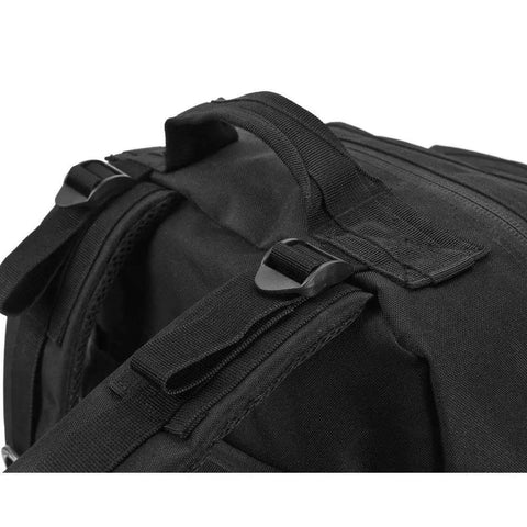 Close-up of black 40L Tactical Backpack With MOLLE System, Heavy Duty Military Style 3 Day Assault Pack For Hiking And Camping, Water Resistant Army Backpack