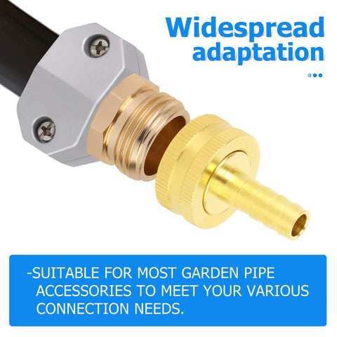 2 Pack 3/8 Barb To 3/4 Female GHT Thread Swivel Brass Garden Hose Connector With Clamps For Quick Leak Free Garden Hose Repairs And Easy All Weather Connections Durable Solid Brass