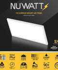 1 By 2 Foot LED Flat Panel Light With No Fuss 5CCT Color Temperature 2700K To 5000K, 2000 Lumens, 22W, Dimmable, product features display