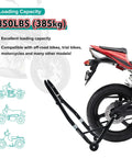 850 Lb Motorcycle Paddock Stand for Sport Bikes Rear Wheel Lift Swingarm Black Heavy Duty Steel, shown lifting a motorcycle