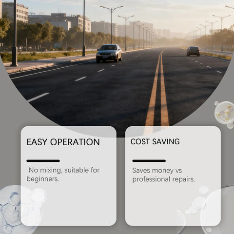 Heavy Duty Asphalt Crack Filler Plus Flexible Concrete Sealer For Driveways No Brainer Garage Repair Hella Tough Pavement Patch on a smooth road.