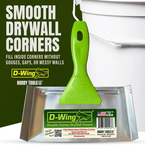 Bi Directional D Wing Drywall Corner Trowel Seven And A Half Inch Stainless Steel Blade With Polymer Handle For Inside Corners