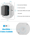 Dimensions and features of 12 Pack Solar LED Driveway Lights Two Color Options White Or Blue for Driveway Sidewalk Pathway