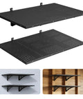 Beefy Built-Tough Garage Wall Shelves 2-Pack, 2X3 Ft Steel Wall Mounted Shelving, 24X36 Inch Per Shelf Floating Storage Racks, Garage Organization With 560 Lb Total Weight Capacity. black steel wall-mounted shelves, 2-pack