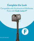 Winston Post Mount Mailbox In Rubbed Bronze All Weather Ready Outdoor Mailbox Built From Galvanized Steel With Rust Resistant Powder Coat Weather Tough And Rust Proof Post Mounted Mailbox For Secure Delivery And Year Round Use, displaying compatibility with Code Letter F posts.