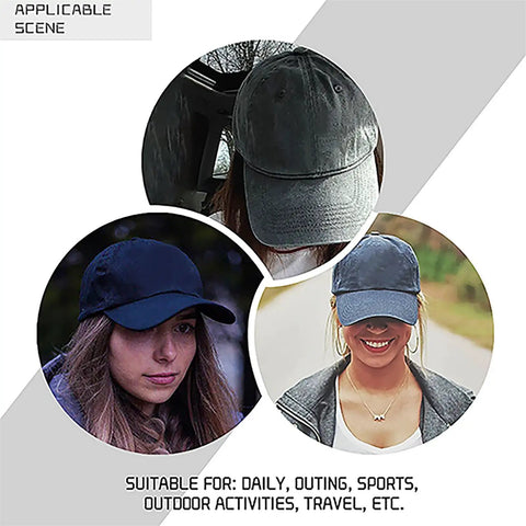Three women wearing the Embroidered Sun Hat For Camping And RV Life, hookup-ready outdoor cap for caravans and motorhomes.