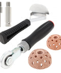 Tire Patch Kit With Patch Roller And Buffing Wheels 42mm And 55mm Six Piece Set For Quick Puncture Repair And Surface Prep