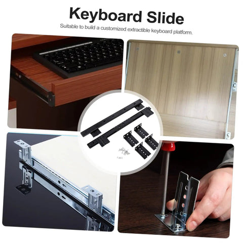 Heavy Duty Keyboard Slide Rail Bearing Drawer Track For Under Desk Storage All Metal Ball Bearing Sliders installation view