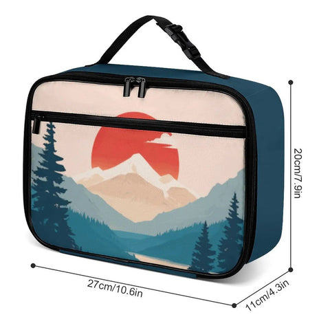 Mountain Landscape Insulated Lunch Box Reusable Cooler Bag Tote For Women Men Kids Sun Design Lunch Box Keeps Food Fresh Or Warm