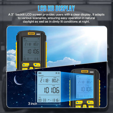Digital Vacuum Gauge For HVAC With Leak Test And Evacuation Mode, 0-2000 mbar Range, Auto Evacuation For Moisture Removal, Real-Time Delta P Tracking, Four-Unit Display For Quick Pressure Checks, 3-inch LCD