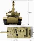 Realistic M1A2 Abrams RC Tank With IR Battle, Lights And Sounds, 1 To 28 Scale Military Vehicle dimensions shown front and top view