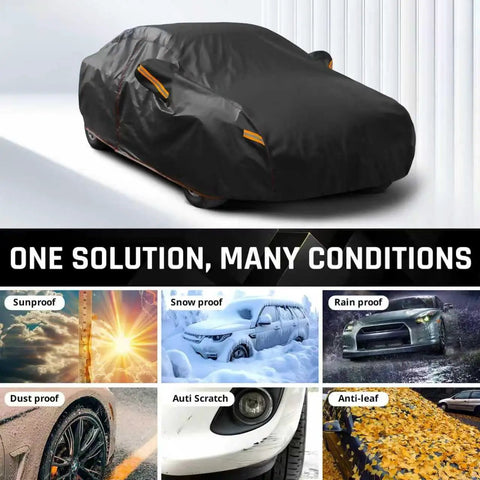Six Layer Heavy Duty Car Cover Waterproof All Weather Protection With Cotton Liner Exterior Outdoor Cover For Sedan