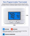 Non Programmable Thermostat For Home 24V 1 Heat 1 Cool Single Stage HVAC Control With Humidity Display And LCD Blue Backlit Screen