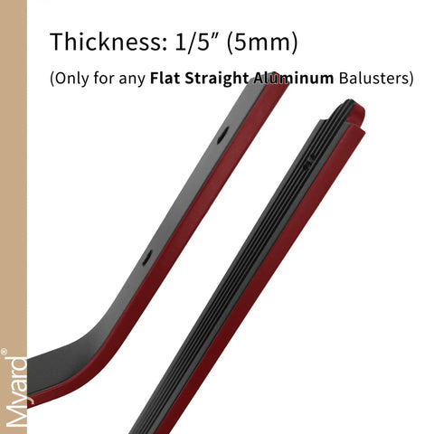 Flat Straight Aluminum Deck Balusters 29.5 Inch Long 25 Pack With Screws Matte Black side view showing thickness 5mm