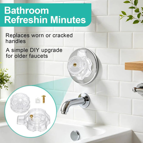 Stylish Clear Acrylic Shower Handle Perfect For Mixet MXT11 Tub And Faucet Trim Kit Bathroom Volume Temperature Control Easy Replacement Upgrade Look Cool, clear handle on tiled shower wall