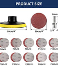 Product size details of 4 Inch Angle Grinder Sanding Discs Kit with Cushion Pads and Backing Pad, 100 Piece Adhesive Sandpaper Discs 40 to 800 Grit, Includes Drill Adapter, Pro Grade for Wood Metal Plastic Polishing and Smoothing.