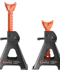 Beefy 3 Ton Jack Stands With Locking Pins Adjustable Height 10.8 To 16.3 Inches Heavy Duty Steel Lift Stands Black And Orange