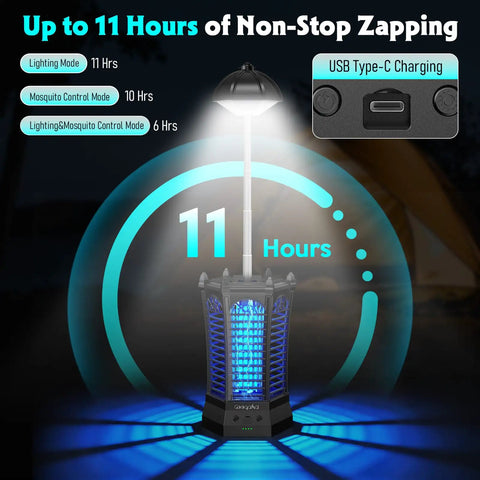 Outdoor And Indoor 3 In 1 4500V Mosquito Killer With Camping Light and USB Type-C charging for patio lawn garden camping home