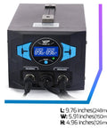 Front view of Upgraded 2 In 1 ESD Safe Soldering Desoldering Station with digital display and size dimensions
