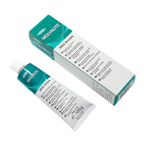 Heavy Duty White Valve Lubricant Grease 3452, 100g Tube, Chemical Resistant Fluorosilicone PTFE on box and tube