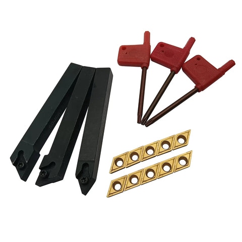 55 Degree Diamond Carbide Inserts DCMT32.51 And DCMT11T304 For Stainless Steel Turning And Profiling, Includes SDJCR And SDJCL Holder.