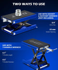 Beefed Up Heavy Duty Motorcycle Lift Jack Up To 1100 Pound With Wide Deck Scissor Lift T Handle Three Eighths Inch Socket