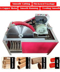Heavy Duty Automatic Wood Cutting Saw With Pro Grade Alloy Blade Compact Shop Log Cutter For Slick Lumber Splitting And Precise Board Segments 220V 3000W Motor close-up of steel cutting blade and motor.