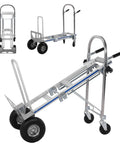 2 In 1 Industrial Convertible Utility Trolley Platform Cart With Reinforced Aluminum Frame 1000 Lb Capacity As Cart And 550 Lb As Stair Climber, folded and extended