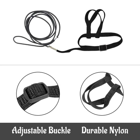 XL Parrot Harness And Leash Set For Outdoor Flight Training, Adjustable Anti Bite Design, close-up of buckle and nylon material