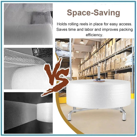Heavy Duty Vertical Bubble Wrap Dispenser Fits Up To 59 Inch Rolls Solid Film Packing Station for efficient packing in warehouse.