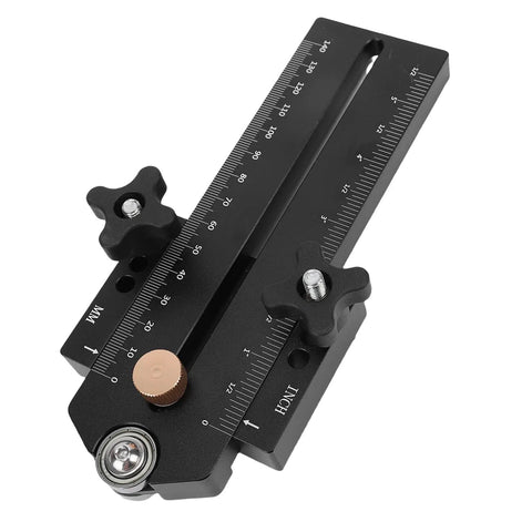 Pro Grade Thin Rip Table Saw Jig Guide Aluminum Body With Smooth Sliders for Accurate Repeats, Fast Thin Rips, top view