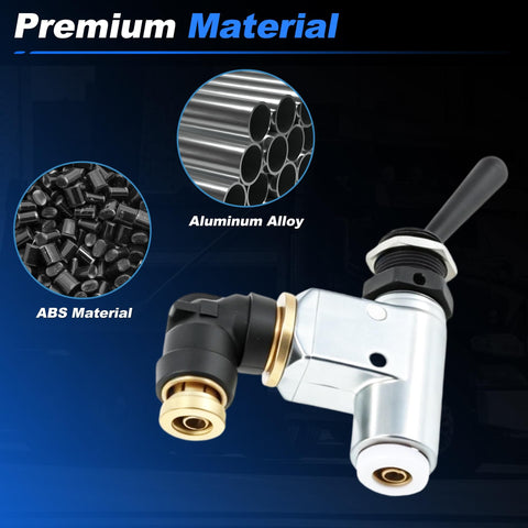 BA14500 One Quarter Inch Pneumatic Control Valve Air Toggle Switch featuring aluminum alloy and ABS material.