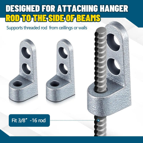 Solid 20 Pack Side Beam Clamps For Heavy Duty Scaffolding Works With 3/8 Inch Rods Strong Malleable Iron Pipe Supports Built Tough For Any Job, 3/8-16 rod fit