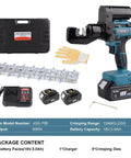 Heavy Duty Electric Hydraulic 8 Ton Battery Cable Crimping Tool With Nine Fast Swap Dies For Flawless 12AWG To 2/0AWG Lug Termination, kit with battery and charger.