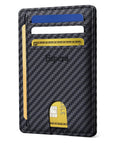 Ultra Slim Front Pocket Wallet For Men with credit cards inserted, RFID Blocking Credit Card Holder, carbon fiber design