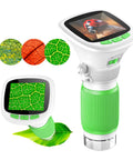 Recordable Kids Digital Microscope With 2.4 Inch IPS Screen showing close-up of leaf texture and ladybug image on display